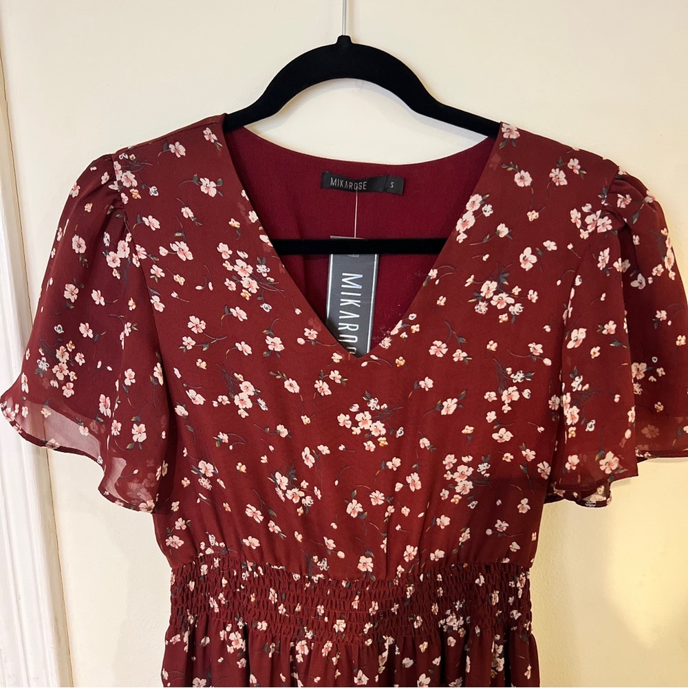 Mikarose Burgundy Floral Maxi Dress - Picture 4 of 6